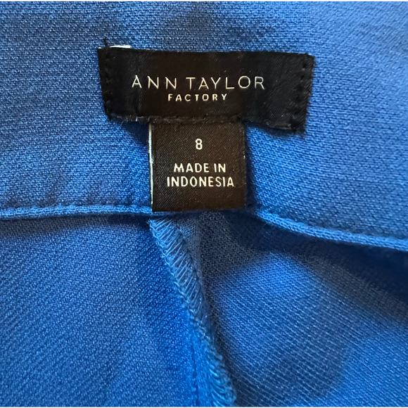 Ann Taylor Factory Pants Womens Size 8 Blue Straight Leg Hook and Eye Close - Picture 2 of 7